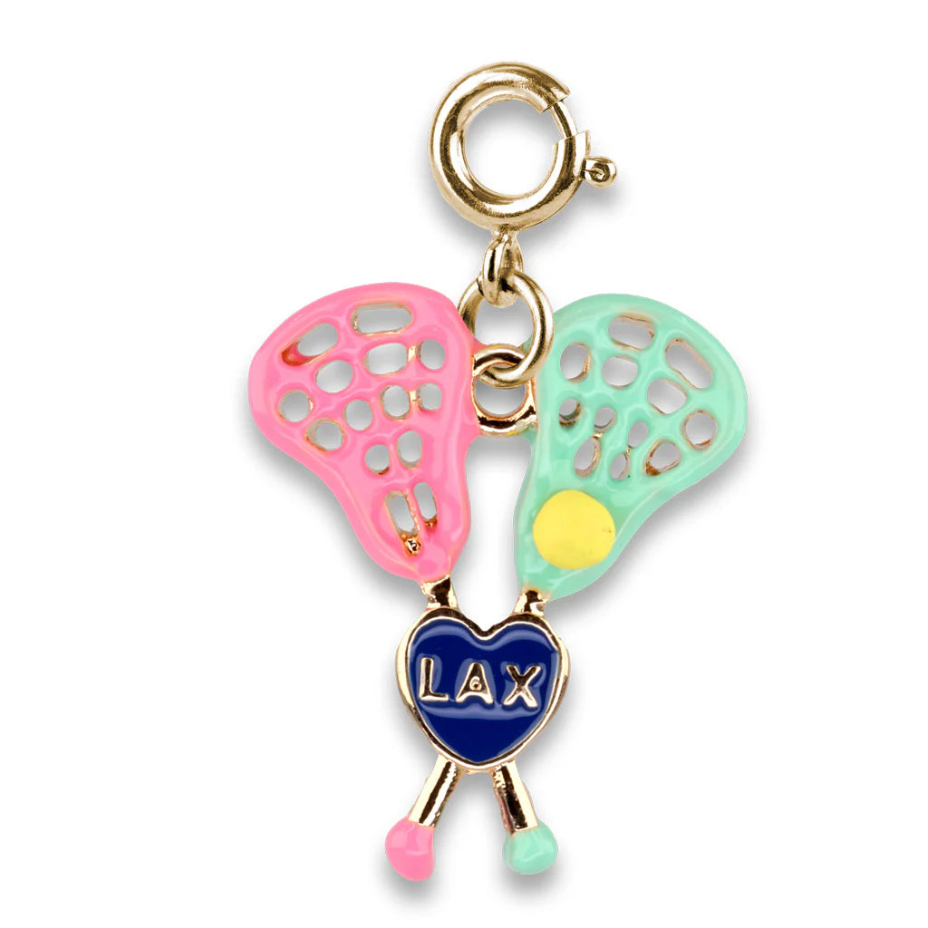 I Love Lacrosse Italian Charm Bracelet Link - Stainless Steel, Compatible With All Major Charm Bracelet Brands, Great Gift For Lacrosse Players & Fans