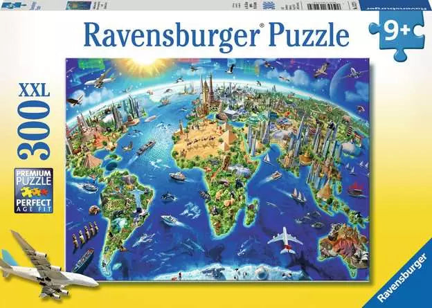 Ravensburger Puzzle 300 Piece World Landmarks Map – Growing Tree Toys