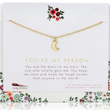 Lucky Feather You Are My Person Moon Necklace