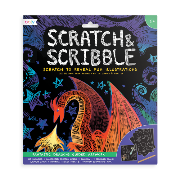 Ooly Scratch & Scribble Scratch Art Kit - Fantastic Dragons