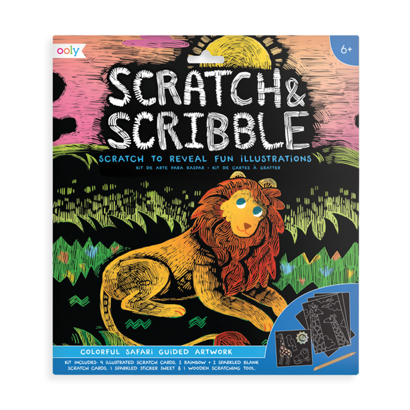 Ooly Scratch & Scribble Scratch Art Kit - Colorful Safari