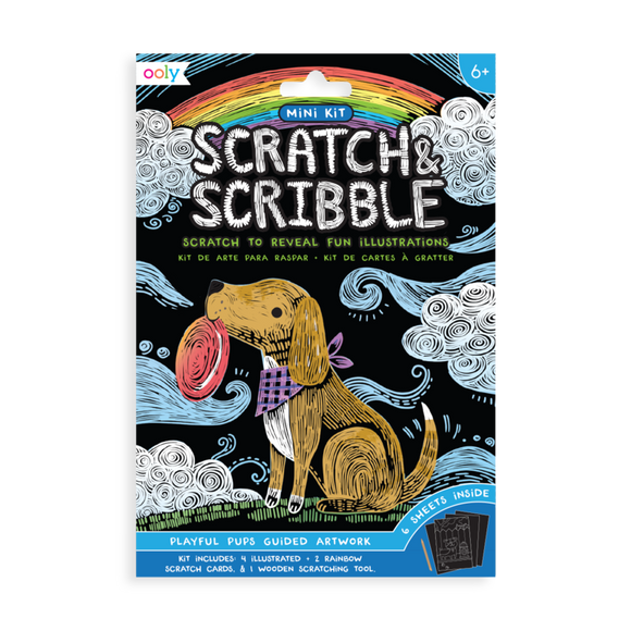 Ooly Scratch & Scribble Mini Scratch Art Kit - Playful Pups