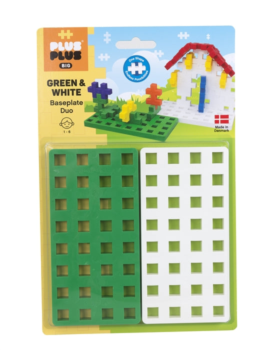 Plus-Plus BIG Baseplate Green and White - 2 pieces