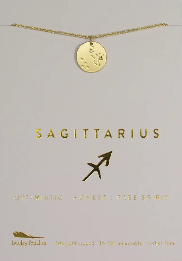 Lucky Feather Zodiac Necklace: Sagittarius