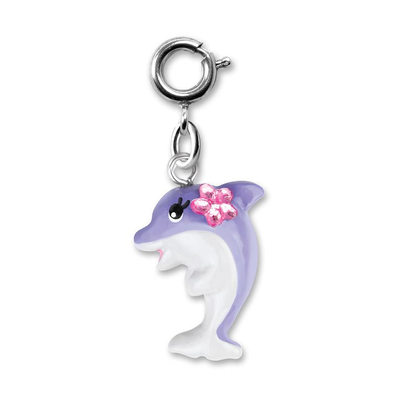 Cute Dolphin Sparkling Charm Bling Keychain - Crystal Rhinestone Pendant Purple Key Ring