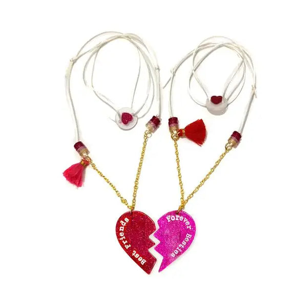 Lilies & Roses Necklace Heart Split Glitter (set of 2)
