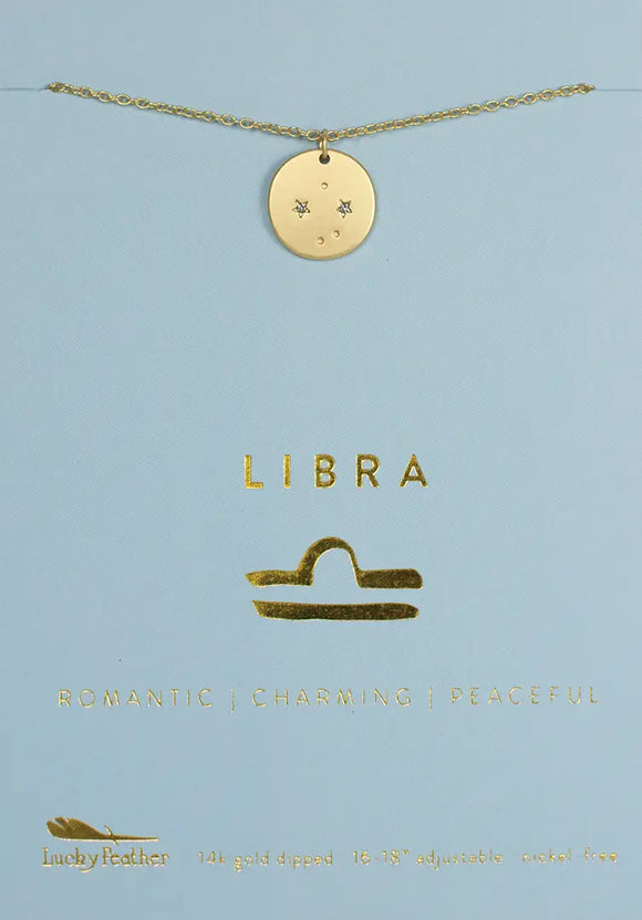 Lucky Feather Zodiac Necklace: Libra