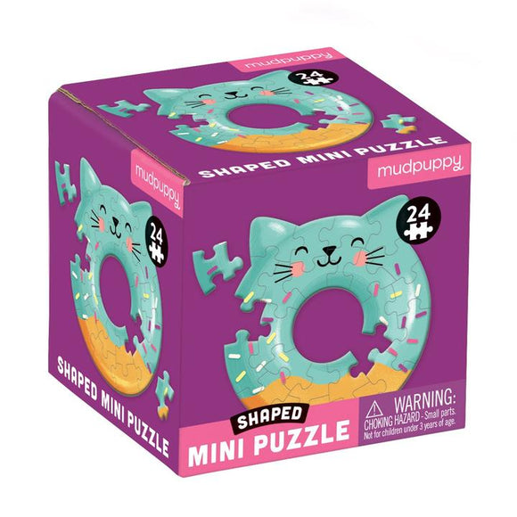 Mudpuppy Mini Shaped Puzzle 24 piece - Cat Donut