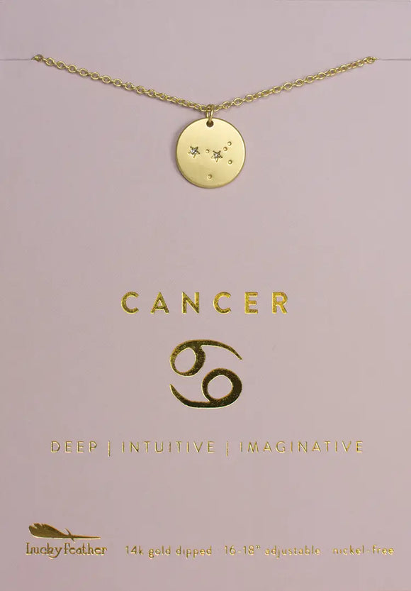 Lucky Feather Zodiac Necklace: Cancer