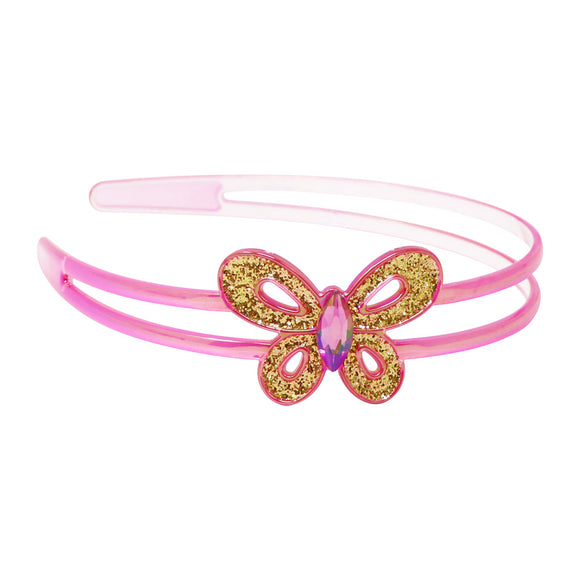 Pink Poppy Rainbow Butterfly Headband
