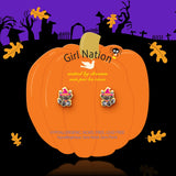 Girl Nation Halloween Stud Earrings: Glitter Black Cat