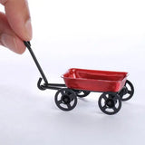 1-5/8" Dollhouse Red Metal Miniature Wagon