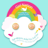 Girl Nation Enamel Stud Earrings: Glitter Volleyball