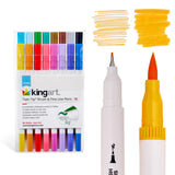 Kingart® Twin-Tip™ Brush & Fine Line Pens - Water-Based Ink - 16 Colors