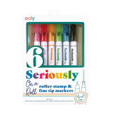 Ooly Seriously: On A Roll - Fine Tip & Roller Stamp Tip Markers (Set of 6)