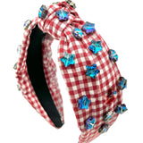 Mavi Bandz Americana Gingham Jewel Star Rhinestone Patriotic Headband