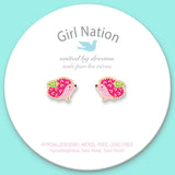 Girl Nation Prickly Pink Hedgehog Cutie Enamel Stud Earrings