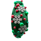 Mavi Bandz Headband: Green Snowflake Sparkle
