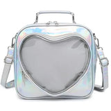 Mavi Bandz Laser Silver Clear Heart Backpack Crossbody Bag