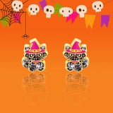 Girl Nation Halloween Stud Earrings: Glitter Black Cat