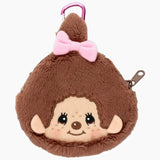 Monchhichi Gamaguchi Coin Purse Zipper Brown with Bow