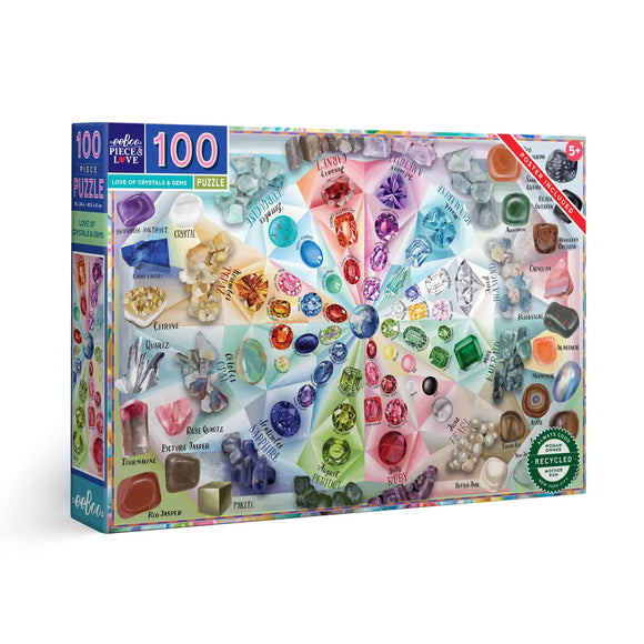 eeBoo 100 Piece Puzzle Love of Crystals and Gems