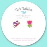 Girl Nation The Perfect Pair Flutter & Fly Enamel Stud Earrings