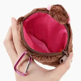 Monchhichi Gamaguchi Coin Purse Zipper Brown with Bow