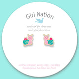 Girl Nation Snuggly Snail Cutie Stud Earrings