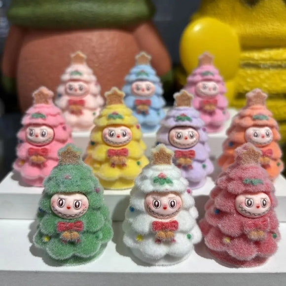 Christmas Tree Mini Labubu Figurines Colorful Desk Toys (includes 1)