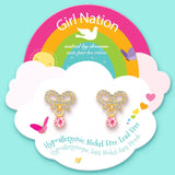 Girl Nation Little Luxe Drop Earrings: Crystal Bow