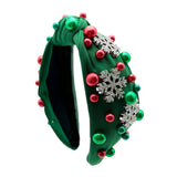 Mavi Bandz Headband: Green Snowflake Sparkle