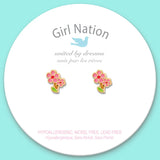 Girl Nation Little Pink Flower Cutie Stud Earrings