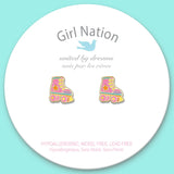 Girl Nation Roller Skates Cutie Enamel Stud Earrings