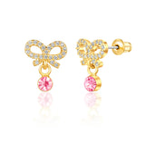 Girl Nation Little Luxe Drop Earrings: Crystal Bow
