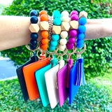 Mavi Bandz Wristlet Tassel/Wood Bead Keychain Wallet