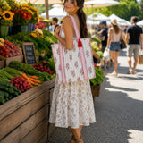 Mavi Bandz Market Shopping Tote: Cora Floral Pink Green