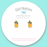 Girl Nation Lookin' Pine Cutie Enamel Stud Earrings