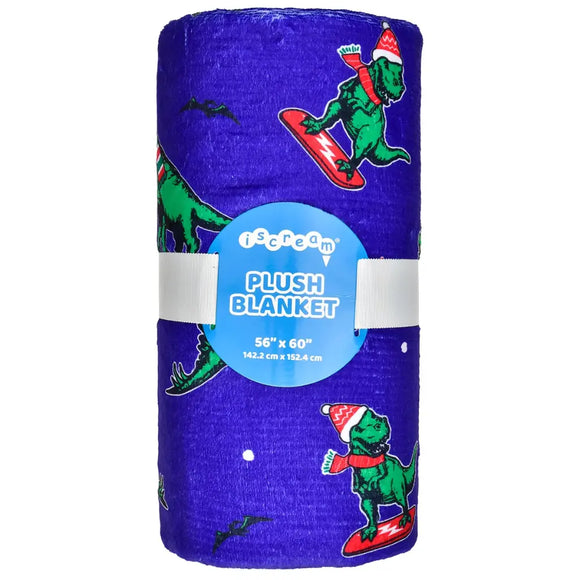 iScream® Plush Blanket: Holiday Dino