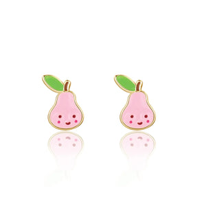 Girl Nation Pink Pear Cutie Stud Earrings