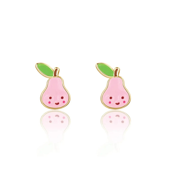 Girl Nation Pink Pear Cutie Stud Earrings