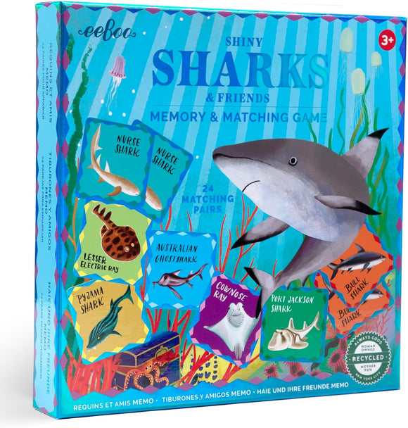 eeBoo Shiny Sharks & Friends Memory & Matching Game