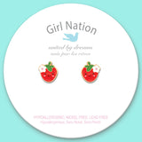 Girl Nation You're Berry Cute Cutie Enamel Stud Earrings