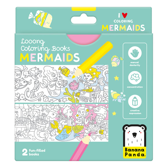 Banana Panda® Looong Coloring Books - I Love Coloring Mermaids