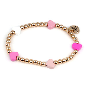 Charm It Bracelet Gold Bead Pink Heart