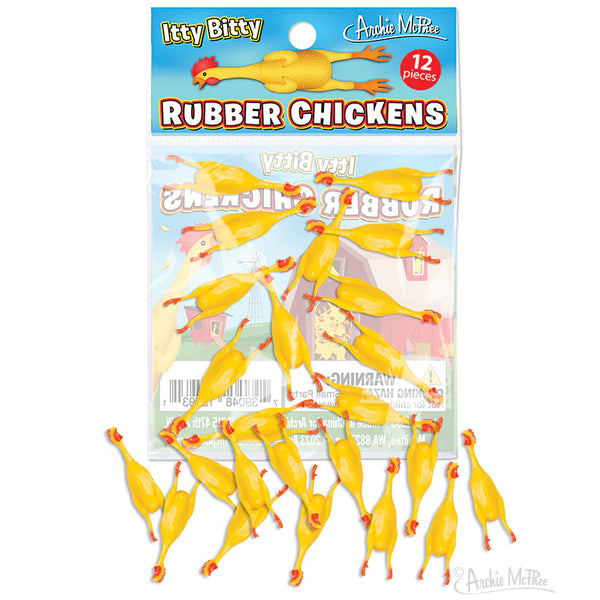 Archie McPhee® Itty Bitty Rubber Chickens – Growing Tree Toys