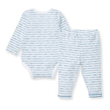 Burt's Bees Organic Baby Bodysuit Set Blue Slub Stripe