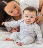 Burt's Bees Organic Baby Bodysuit Set Blue Slub Stripe