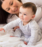 Burt's Bees Organic Baby Bodysuit Set Blue Slub Stripe