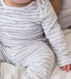 Burt's Bees Organic Baby Bodysuit Set Blue Slub Stripe